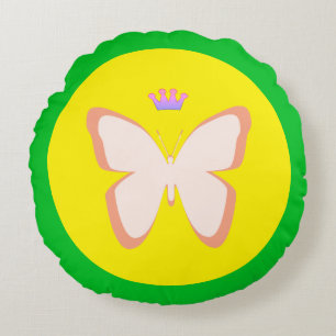 Butterfly & Crown - Princes Garden (Kids Pillow) Round Cushion