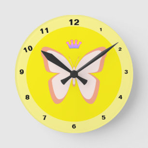 Butterfly & Crown - Princess Kids Clock (12h)
