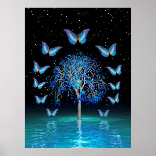 Butterfly Crystal Tree Poster