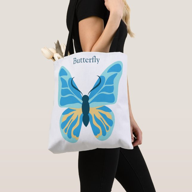 Butterfly Custom Colours Graphic Personalised Name Tote Bag (Close Up)