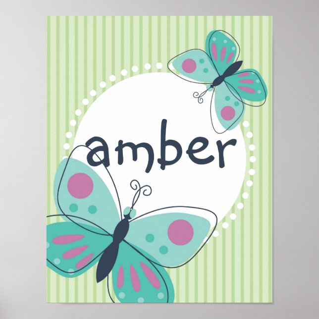 Butterfly Custom Name Kid Poster (Front)