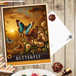 Butterfly Cute Family Vintage Animal Postcard