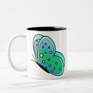 Butterfly Cute Green Spots Spring Summer Wings Two-Tone Coffee Mug