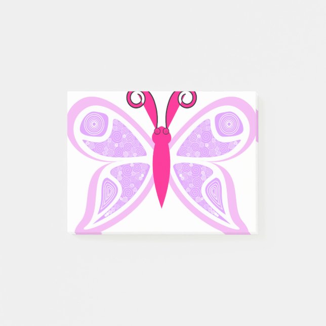 Butterfly Cute Pink Girly Sparkling Fantasy Post-it Notes (Front)