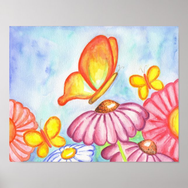 Butterfly Daisy Art Print Poster (Front)