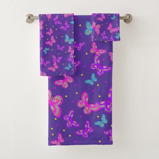 Butterfly dance bath towel set (Insitu)