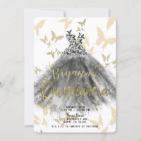 Butterfly Dance Dress Black & Gold Quinceañera 15