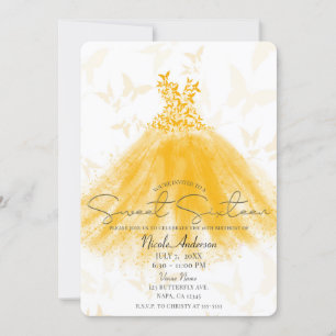 Butterfly Dance Orange Cream Dress Sweet 16 Party Invitation