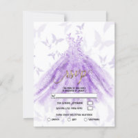 Butterfly Dance Purple Dress Bridal Shower RSVP  