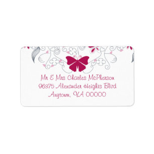 Butterfly Dark Pink Whimsy RSVP Address Labels
