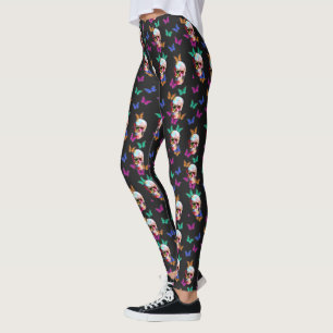 Butterfly Day of the Dead Gothic Sugar Skull Leggings