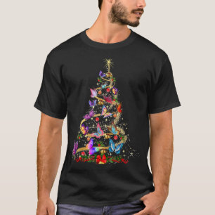 Butterfly Decoration Christmas Tree Santa Hat Xmas T-Shirt