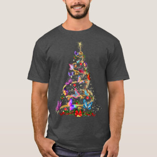 Butterfly Decoration Christmas Tree Santa Hat Xmas T-Shirt