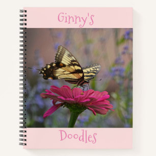 Butterfly Deep Pink Zinnia Notebook
