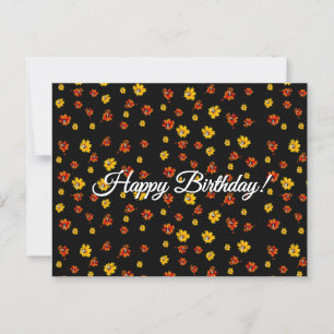 Butterfly Delicate Floral Seamless Pattern Black Postcard