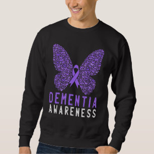Butterfly Dementia Awareness Purple Ribbon Support Sweatshirt