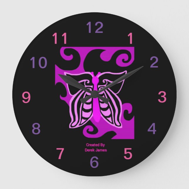 Butterfly Design Acrylic Wall Clock (Front)