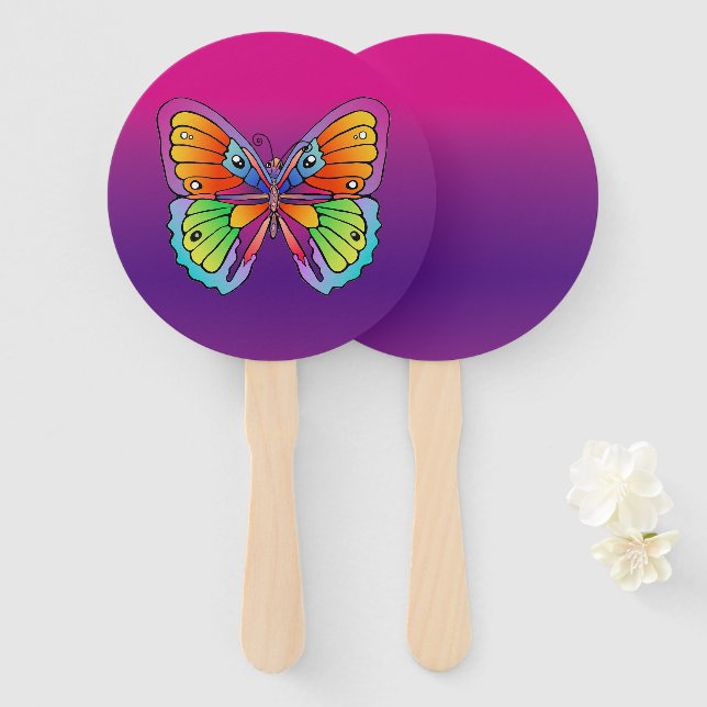 Butterfly Design Hand Fan (Front and Back)