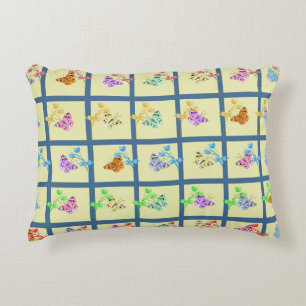 Butterfly Design in Yellow with Flowers Decorative Cushion