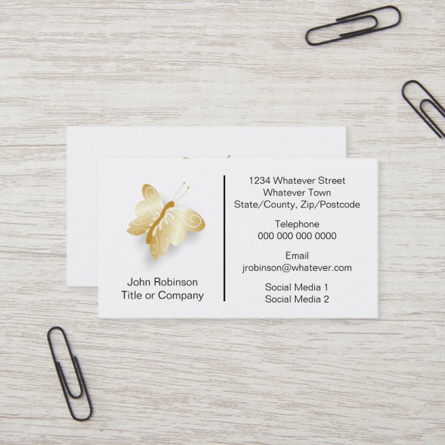 Butterfly Design Lepidopterist Business Card (Front/Back In Situ)