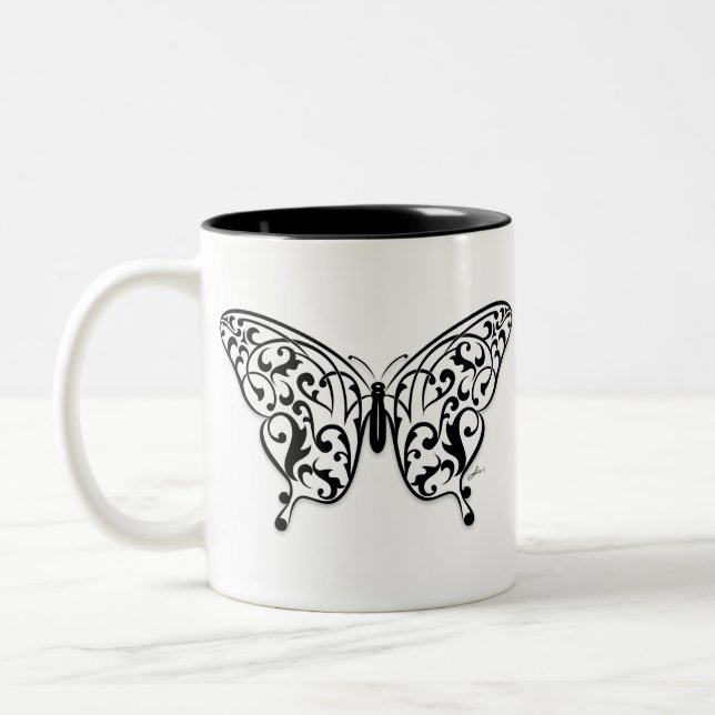 Butterfly_Design Two-Tone Coffee Mug (Left)