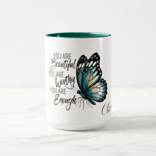 Butterfly Design with Empowering Self-Worth Quote Mug