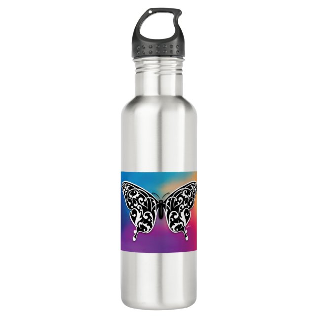 Butterfly Design with Sunset Colours 710 Ml Water Bottle (Front)