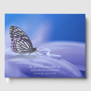 Butterfly Dew Drop Memories of Funeral Condolence Guest Book