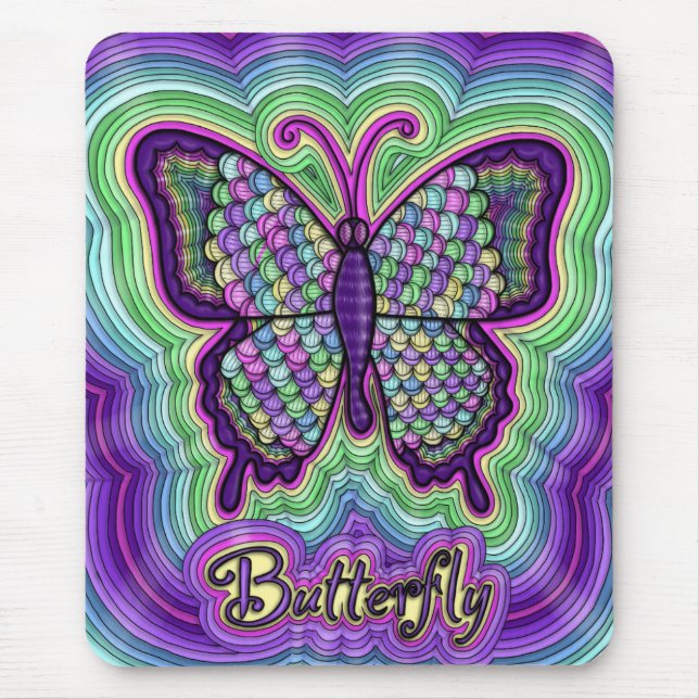 Butterfly Doodle Mousepad (Front)