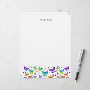 Butterfly Doodles Hand-Drawn Boho Nature Custom Letterhead