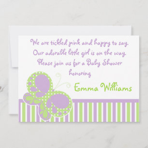 Butterfly Dots Baby Shower Invitation Purple/Green