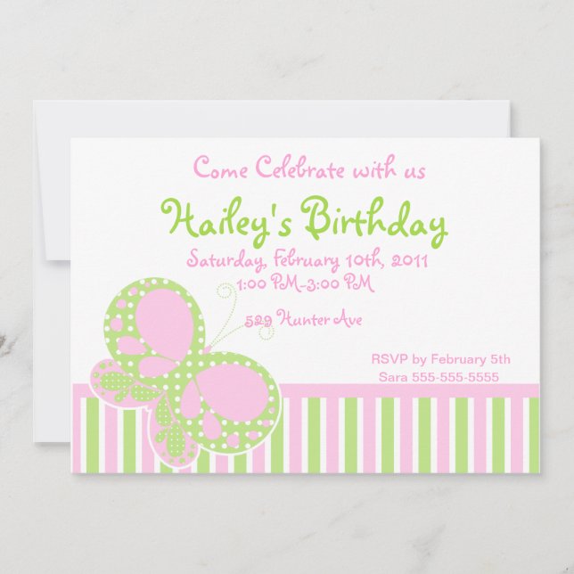 Butterfly Dots Birthday Invitation 3 (Front)