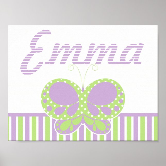 Butterfly Dots Personalised Name Wall Print 2 (Front)