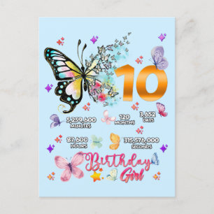 Butterfly Double Digits 10 years Old Butterflies Invitation Postcard