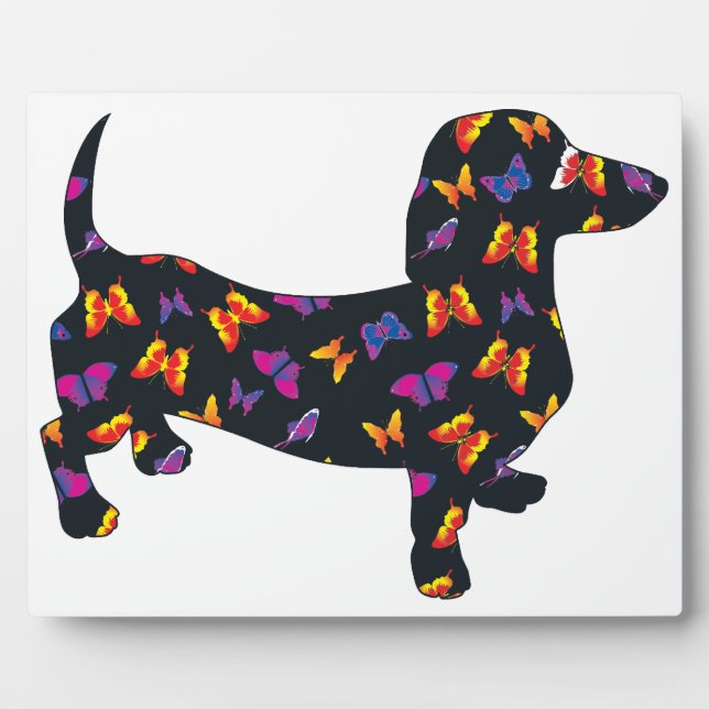 Butterfly Doxie Dachshund Plaque (Front)