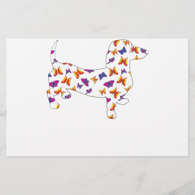 Butterfly Doxie Dachshund Stationery (Front)