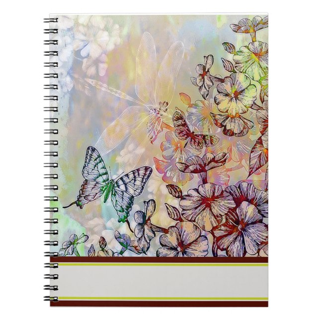 Butterfly, dragonfly and flowers notebook (Front)