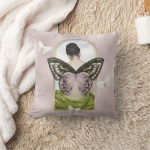 Butterfly Dream Feminine Fantasy Collage Cushion