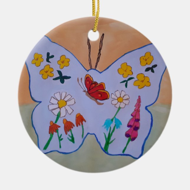 Butterfly Dreaming  Ceramic Ornament (Front)