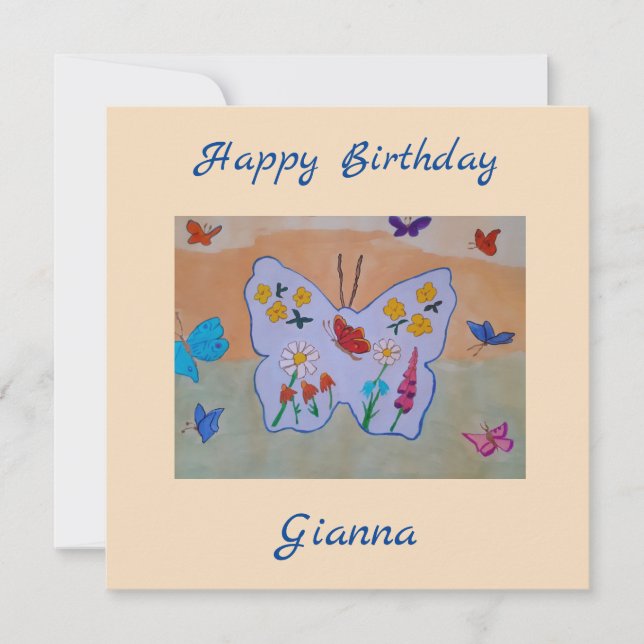 Butterfly Dreaming Flat Birthday Card (Front)