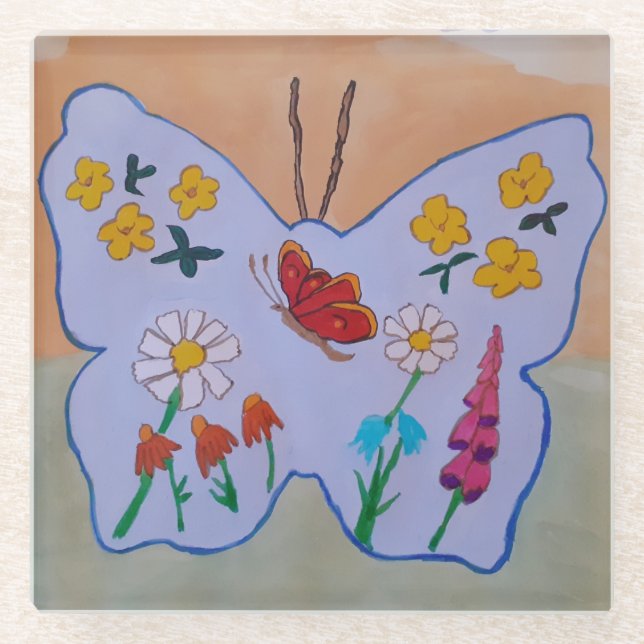 Butterfly Dreaming Glass Coaster (Front)