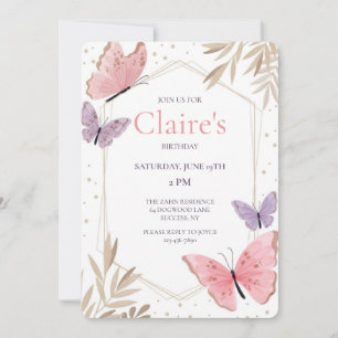 Butterfly Dreams Birthday Party Invitation
