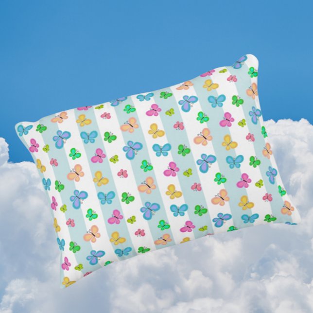 Butterfly Dreams Blue Stripe Decorative Cushion (Fly with the butterflies!)
