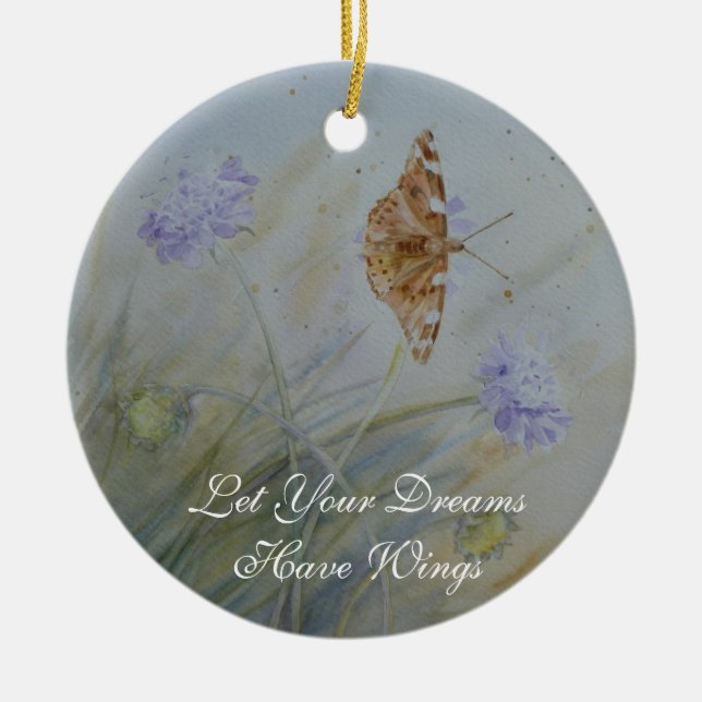 Butterfly Dreams Ceramic Wall Plaque Tree Decoration (Front)