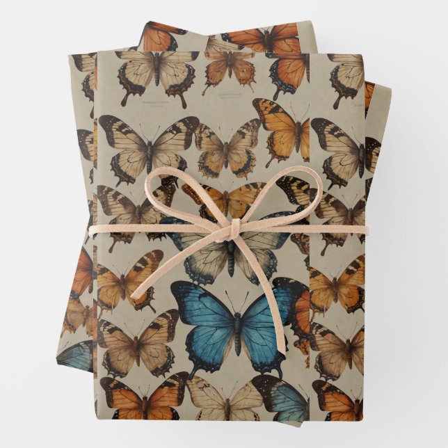 Butterfly Dreams: Elegant butterfly wrapping warp Wrapping Paper Sheet (In situ)