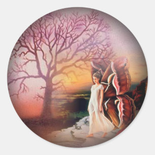 Butterfly Dreams Fade to Black Round Stickers