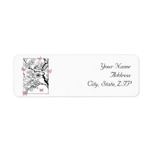 Butterfly Dreams: Japanese Inspired Art Dusty Rose Return Address Label