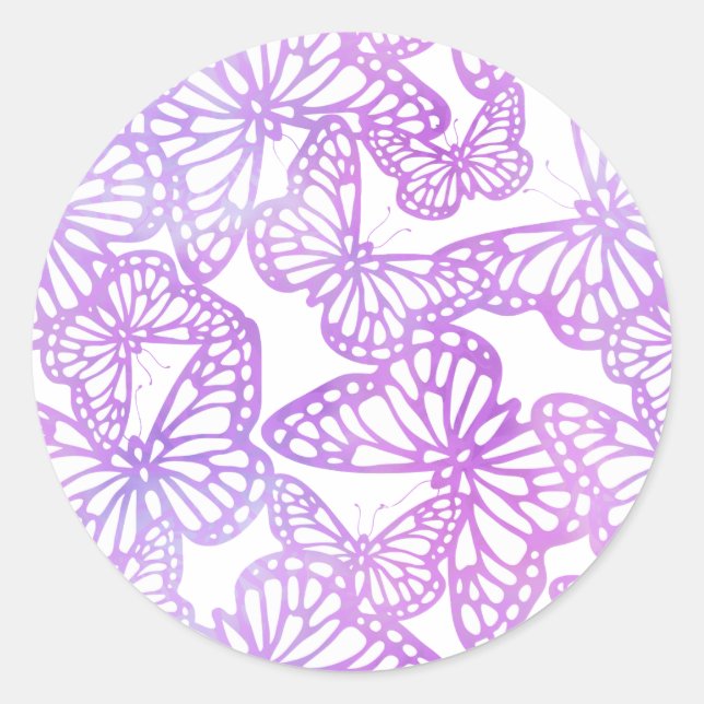 Butterfly Dreams (Lavender) Classic Round Sticker (Front)