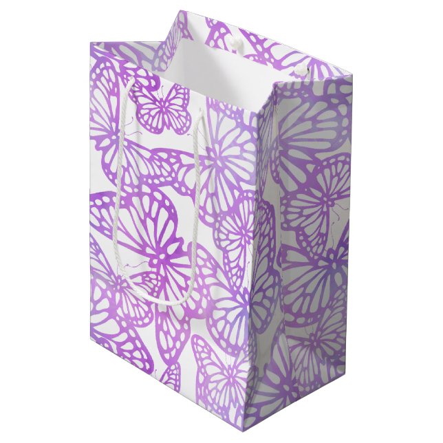 Butterfly Dreams (Lavender) Medium Gift Bag (Front Angled)