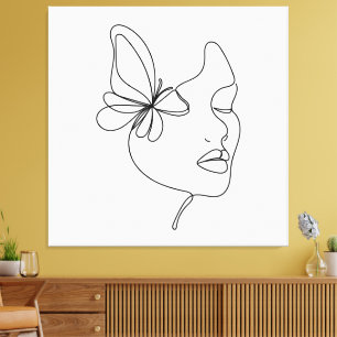 Butterfly Dreams – Minimalist Woman & Butterfly  Canvas Print